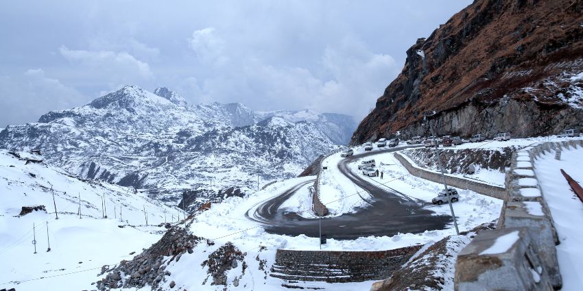 Nathula Pass is one of the best places to visit to experience snowfall in Sikkim.