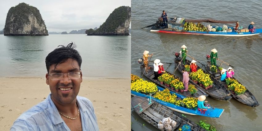 A mesmerising view of the floating markets, one of the major highlights of Vietnam.