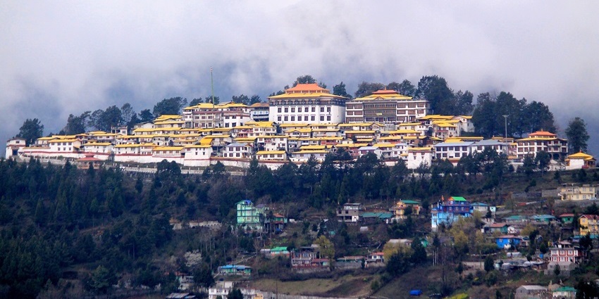 A glimpse of the iconic Tawang Monastery, a sacred attraction decked with snow.