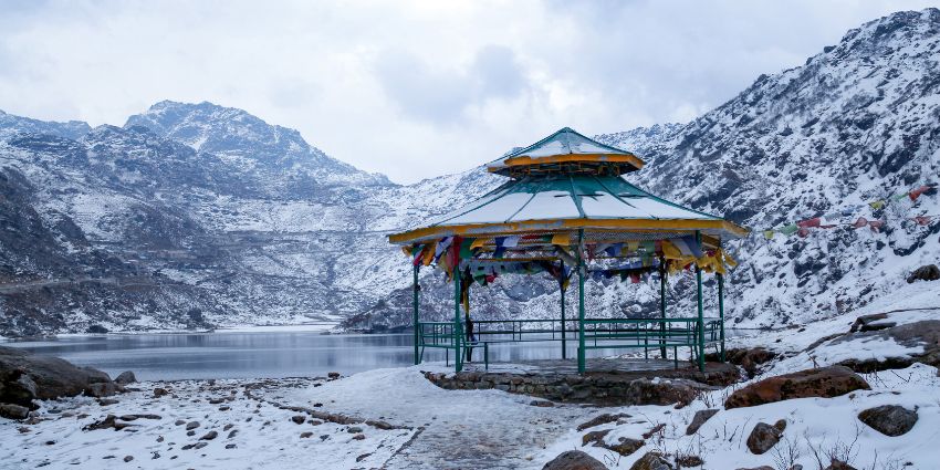 Tsomgo (Changu) Lake. It is a sacred natural glacial lake on top of a mountain in Sikkim.